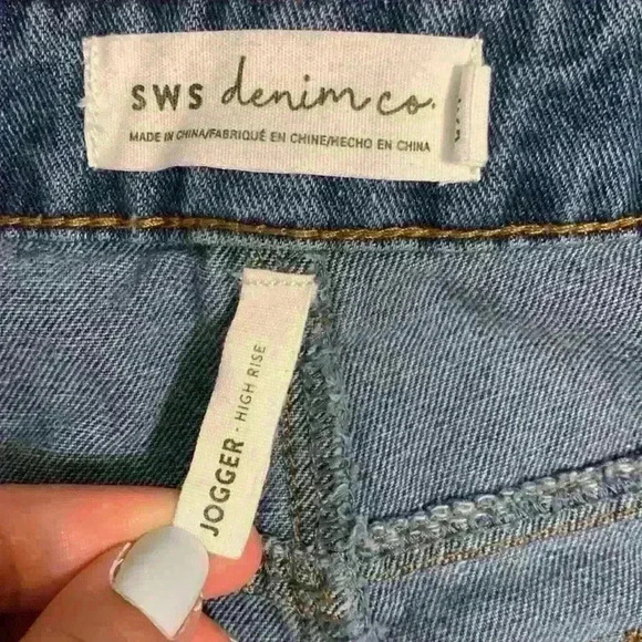 Sws Denin high rise jogger sz XL cargo medium wash high waisted streetwear comfy - Picture 9 of 10